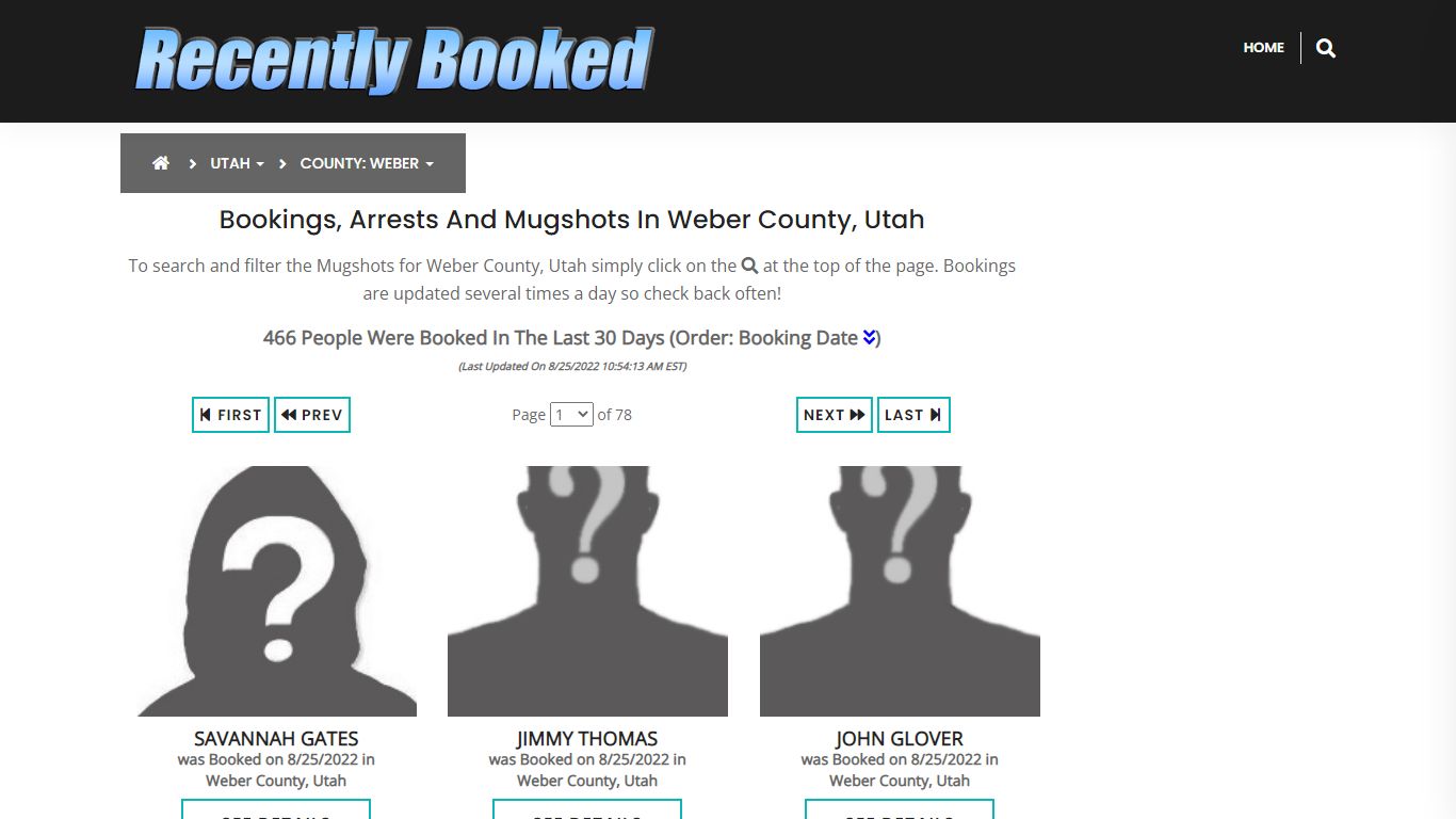 Recent bookings, Arrests, Mugshots in Weber County, Utah - Recently Booked